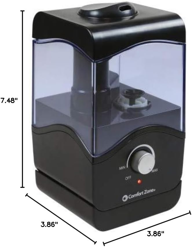 Comfort Zone CZHD10BK 0.15 Gallon Ultrasonic Aromatherapy Humidifier with Automatic Shutoff, Black