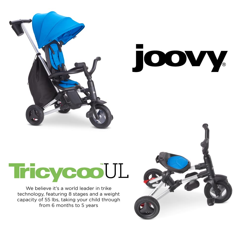 Joovy Tricycoo 4.1 Kids Tricycle with 4-Stages Featuring Extra-Wide Front Tire, Removable and Adjustable Parent Handle, Safety Harness