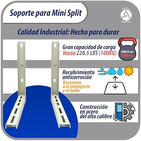 Appli Parts APAB-3160 Mini Split Wall Mounting Bracket, Heavy Duty Outdoor Support Up to 352 lbs. Fit 5000 to 36000 BTU Units, Includes Level Cross Bar, Anti Vibration Pads and Full Installation Kit