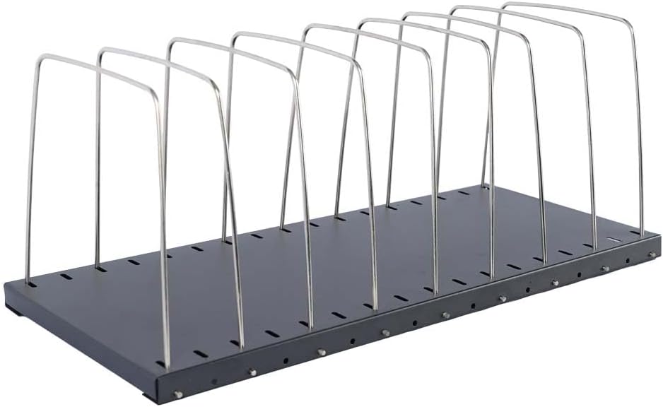 MMF Industries STEELMASTER Adjustable Desk File Organizer Rack | 8 Compartments | Wire Dividers | Black | Scratch & Chip-Resistant Finish | Non-slip