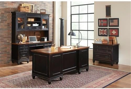 Hartford Wood Lateral File With Locking Legal/Letter File Drawer Black