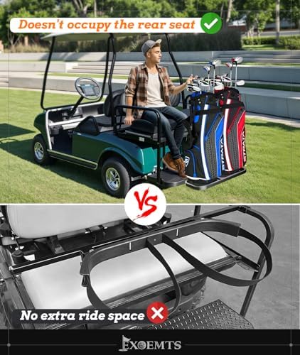 Foldable Golf Cart Rear Seat Bag Holder, Upgraded Golf Cart Rear Seat Bag Rack ONLY FITS 8-Inch Max Width Grab Bar, for 4-Seater EZGO Club Car Yamaha