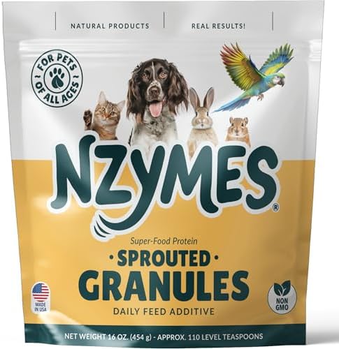 Nzymes® Sprouted Granules 2LBS for Dogs, Cats, Horses. Raw Super Food Protein and Antioxidant Nutrition. Cost Effective Food Supplement Dog Health Supplies. Supports Healthy Joints. 220 Servings. USA