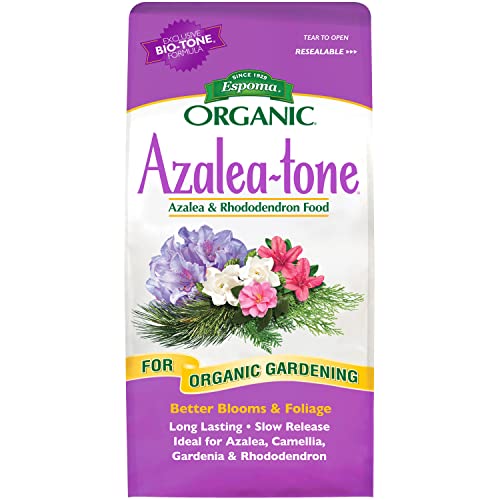 Espoma Organic Azalea-Tone 4-3-4 Natural & Organic Fertilizer and Plant Food for All Flowering Evergreen Shrubs. 4 lb. Bag. Use for Planting &