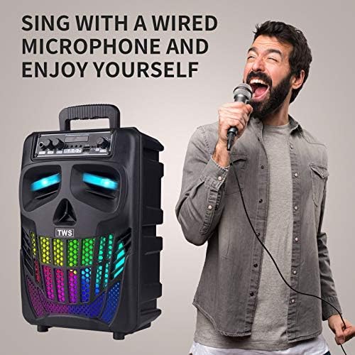 E I F E R Cool Skull Bluetooth Speakers, Portable Wireless Speaker, Compatible with Smartphones and Tablets, Suit for Home Garden Party, Black, 50W