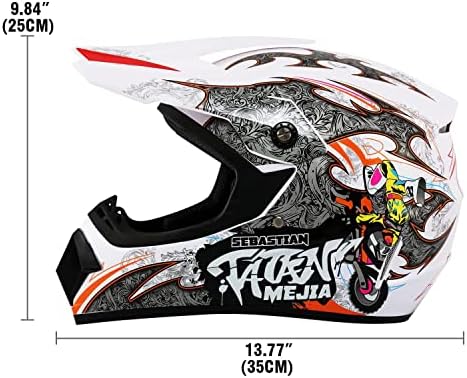 Motocross Helmet ATV Dirt Bike Helmets Off-Road Helmet with Gloves Goggles for Unisex Adult Youth DOT/FMVSS 218 Approved (Medium, Black)