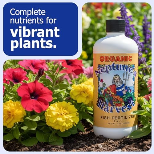 Neptune's Harvest Fish Fertilizer (2-4-1) - Organic Liquid Plant Fertilizer - Fish Hydrolysate for Vegetables, Flowers, Fruit, Trees, Grass - Indoor and Outdoor Plant Food (Gallon)