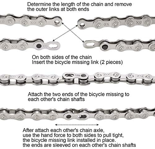 10 Pairs 20pcs Bicycle Missing Link for 6-7-8 Speed Chain, QKURT Professional Reusable Bicycle Chain Link Connector, Steel Bike Chain Link
