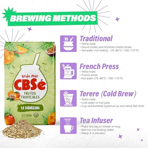 CBSe Yerba Mate Tropical Fruits – 500g (1.1 lb) Loose Leaf Herbal Tea – Argentine Yerba with Natural Fruit Flavor