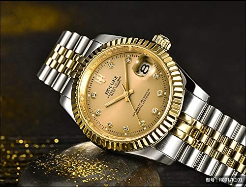 Men's Automatic Watch Gold-Plated 316L Steel Sapphire Crystal | Japanese 8215 automatic movement • Sapphire crystal • 18K gold-plated 316L steel • Date display • Dress and business wear