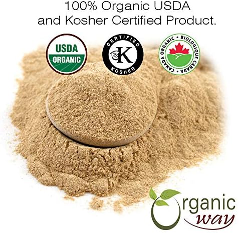 Organic Way Premium Ashwagandha Root Powder (Withania somnifera) - Organic & Kosher Certified | Vegan | Non GMO & Gluten Free | USDA Certified