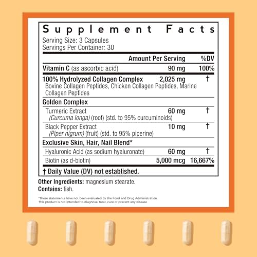 Doctor's Recipes Multi Collagen Peptides with Golden Turmeric, Vitamin C, Biotin, Hyaluronic Acid & Black Pepper, Collagen Supplements for Skin, Hair