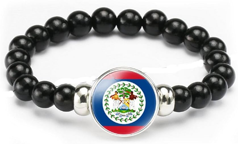 vmcoatdu National Flag Bracelet Elastic Rope Beaded Bracelet Support Your Country Travel Souvenir Gifts for Men Women
