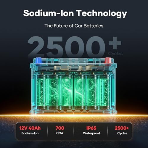 12V 70Ah Sodium Ion Car Battery, 1000CCA IP65 Waterproof Automotive Group Size 49 Battery for Car RV Marine