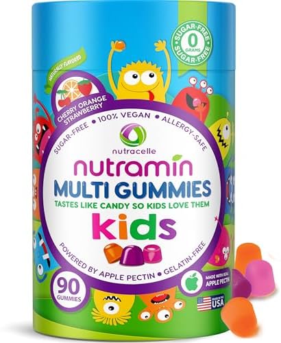 NUTRAMIN Sugar-Free Gummy Multivitamins for Kids, Allergen-Free, 90 Count