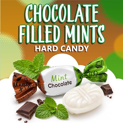 Arcor Chocolate Filled Mints, Hard Candy Individually Wrapped, 2 Lb Bag | Old Fashioned Candy with Creamy Filling, Office Candy