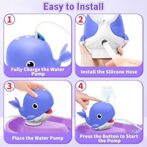 Infowush Water Table Pump, Rechargeable Water Pump for Water Table, Blue | Whale Pump with Sprinkler, 3.5 Hours Non-Stop Fun, Summer Outdoor Water Toys, Outside Water Play Table Accessories for Kids