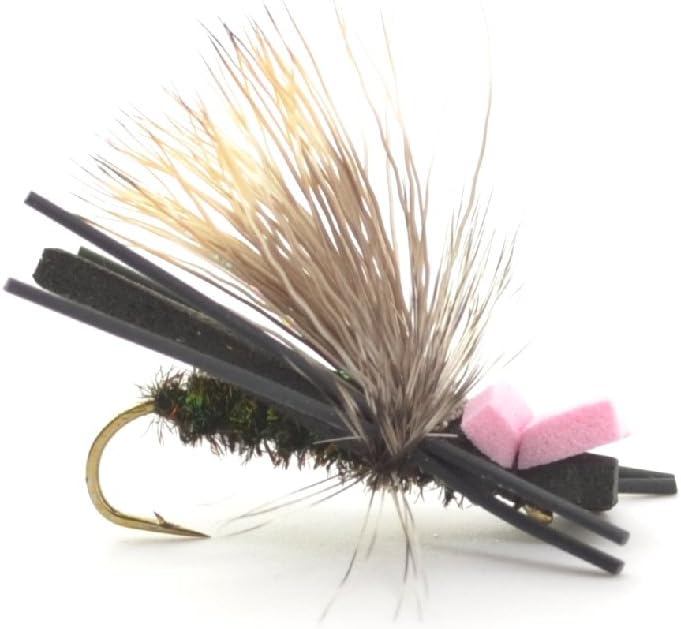 The Fly Fishing Place Hopper Trout Fly Assortment - Foam and Poly Body High Visibility Grasshopper Dry Fly Collection 1 Dozen Flies - Hook Size 10