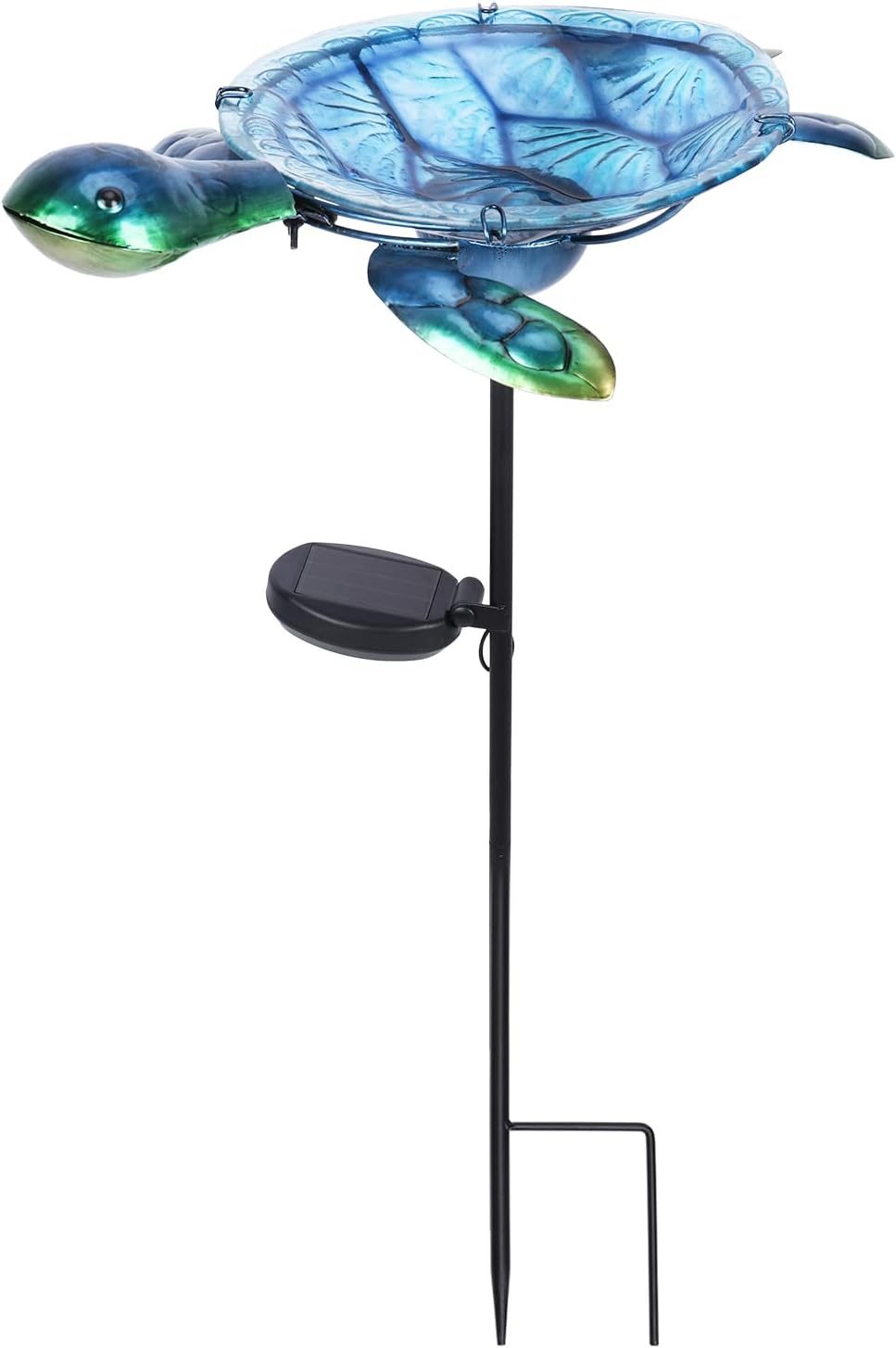 MUMTOP Outdoor Bird Bath Solar Birdbath Garden Feeder with Metal Stake,Blue