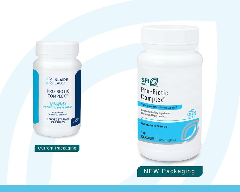 Klaire Labs SFI Health Pro-Biotic Complex, 100 Capsules | Intestinal Support for Men & Women, 5 Billion CFU Lactobacillus acidophilus & Bifidobacterium bifidum Probiotic