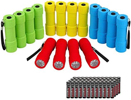 EverBrite 16-Pack Mini LED Flashlights with 48 AAA Batteries Included | 16-Pack small flashlights in 4 colors, including AAA batteries, ready-to-use for Home Emergency, Hiking, Bulk Holiday Gifts