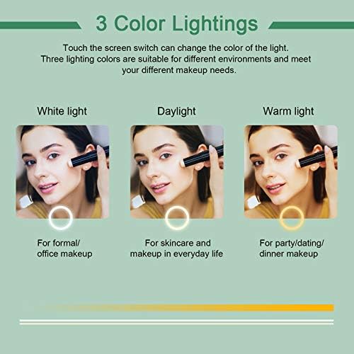 deweisn Folding Lighted Makeup Mirror with 72 LEDs 3 Colors Light Modes USB Rechargable 1800mA Batteries Portable Ultra Thin Compact Vanity Mirror