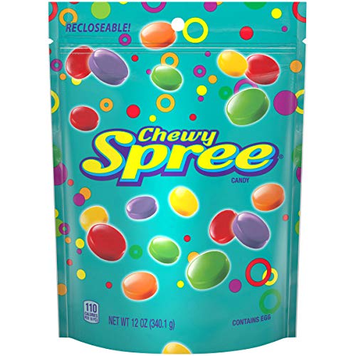Wonka Spree Original Hard Candy, Resealable Bag, 12 Ounce Bag | Grape, lemon, lime, cherry, orange, sweet outside sour inside, resealable share bag, movie snack, sharing, nostalgic