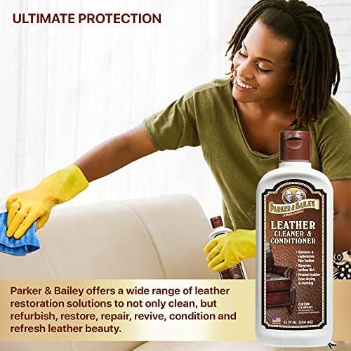 Parker & Bailey Leather Cleaner & Conditioner – Restores & Conditions, Cleaner For Upholstery or Car Interior, Car Seat Cleaner, Faux, Furniture