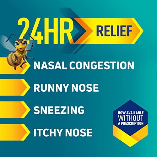 Nasonex 24HR Allergy Nasal Spray, Non-Drowsy, Scent-Free Mist, Allergy Symptoms + Nasal Congestion, Full Prescription Strength, 120 Sprays