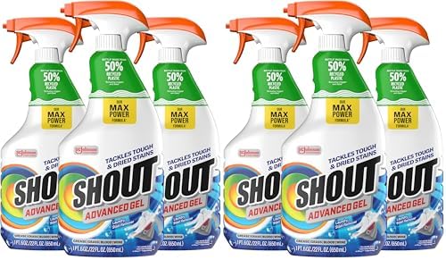 SHOUT Advanced Laundry Stain Remover Gel for Clothes Laundry, Breaks Down Stubborn, Dried-in, and Tough Stains, 22oz Spray, Pack of 3 (Packaging May Vary)