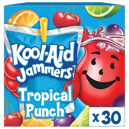 Kool-Aid Drink, 10 ct Box Tropical Punch Flavored, 6 fl oz Pouches | for Flavorful Hydration and Shareable Refreshment Good Source of Vitamin C, Caffeine Free Gluten Free