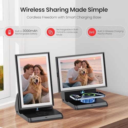 BIGASUO Digital Picture Frame, 10.1" Frameo Digital Frame WiFi with 32GB Memory, 1280x800 IPS Touch Screen
