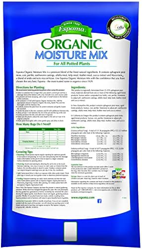 Espoma Organic Moisture Mix Potting Soil - All Natural Potting Mix For All Indoor & Outdoor Containers For Organic Gardening