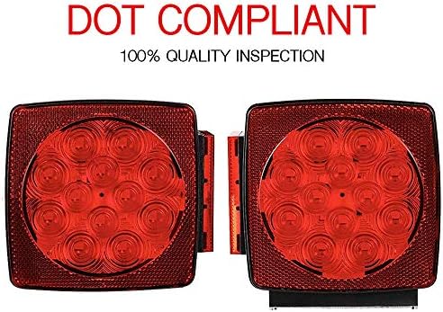 MAXXHAUL 50343 12V LED Submersible Left and Right Trailer Lights for Trailers Less than 80" Wide