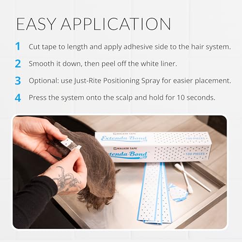 Walker Tape Extenda-Bond Plus Mini Tabs 3/4" x 1 1/2", Breathable Double Sided Wig Tape for Lace Systems, Toupees, and Tape in Hair Extensions Human Hair, Long Wear Hairpiece Tape, 42 Pieces