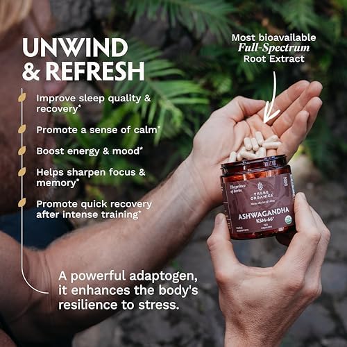 TRIBE ORGANICS Ashwagandha KSM 66 Pure Organic Root Powder Extract Ayurvedic Supplement - Focus, Mood Support, Increase Energy, Strength