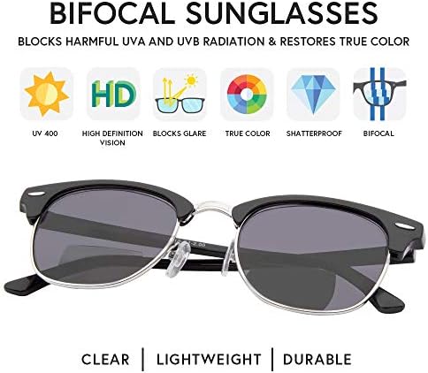 VITENZI Bifocal Sunglasses for Men Women Semi Rimless Reading Sun Tinted Glasses with Readers - Tivoli