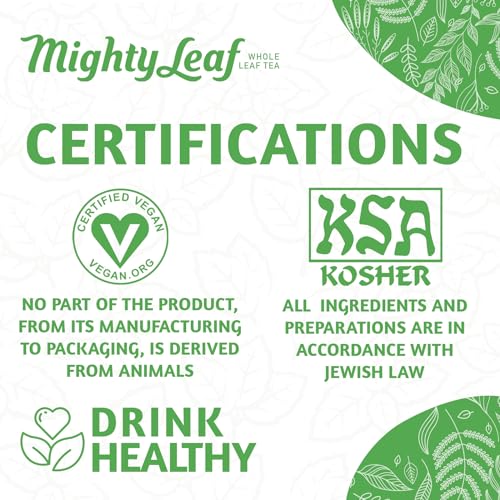 Mighty Leaf Green Tea Tropical – 100 Count Whole Leaf Green Tea Bags – Pyramid Sachets with Pineapple, Tropical Fruit & Floral Flavors – Antioxidant-Rich, Lightly Caffeinated