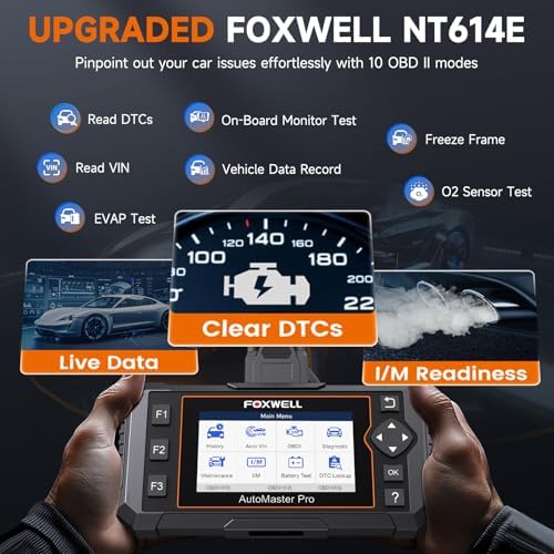 FOXWELL NT614 Elite OBD2 Scanner 4 System Code Reader Scan Engine ABS SRS Transmission, 5 Resets Oil/EPB/ABS Bleeding/SAS/Throttle Live Data, Auto VIN