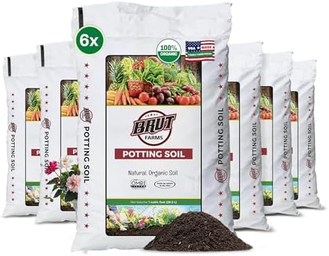 Brut Organic Potting Soil 1 CU FT – Premium Plant Soil with Organic Worm Castings, Trace Minerals & Perlite – Chemical-Free