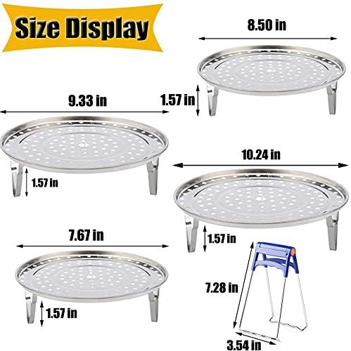 Round Stainless Steel Steamer Rack 7.6" 8.5" 9.33" 10.23" Inch Diameter Steaming Rack Stand Canner Canning Racks Stock Pot Steaming Tray Pressure