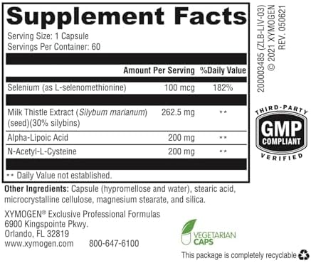 XYMOGEN Liver Protect - Liver Health & Antioxidant Support Supplement* - Milk Thistle, Alpha-Lipoic Acid, NAC & Selenium - Gluten-Free & Vegetarian - 120 Capsules