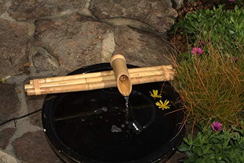 18" Three-Arm Zen Bamboo Fountain Kit with Pump – Large Split-Resistant Bamboo Water Feature for Bowls, Basins