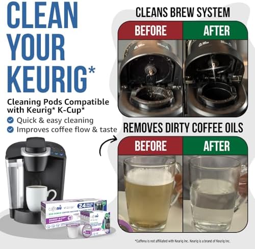 Caffenu Keurig Compatible Cleaning Rinse Pods, 8-Pod Cleaner Kit