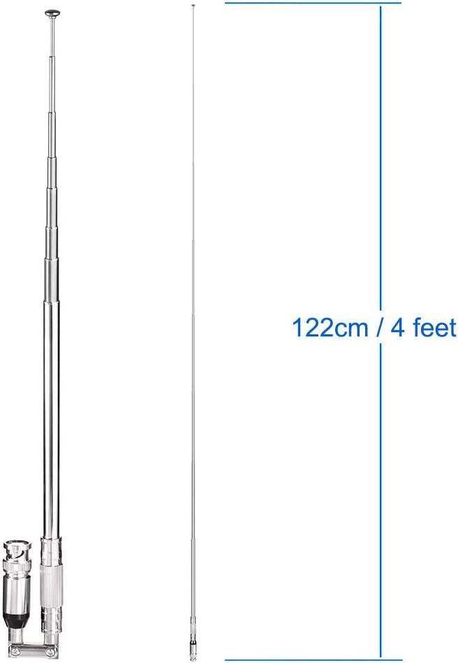 Bingfu 20-1300MHz Police Scanner Antenna 8 Section Telescopic BNC Male Compatible with Uniden Bearcat Whistler Radio Scanner Cobra Midland Portable