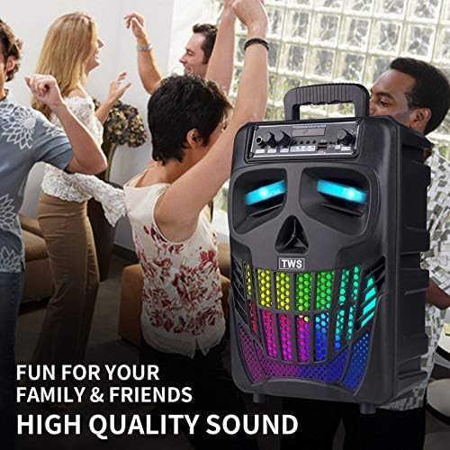 E I F E R Cool Skull Bluetooth Speakers, Portable Wireless Speaker, Compatible with Smartphones and Tablets, Suit for Home Garden Party, Black, 50W