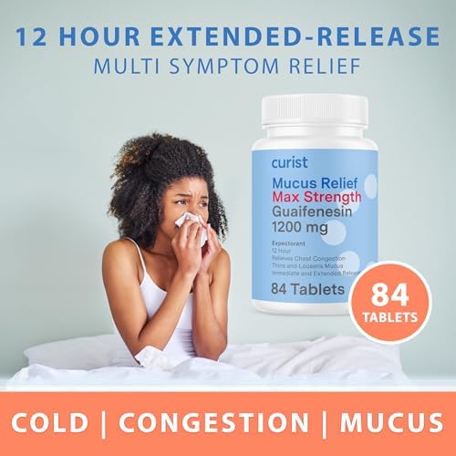 Curist Guaifenesin Mucus Relief 1200 mg Maximum Strength OTC - 84 Count Extended Release Tablets - Reduce Mucus Clear Congestion (84 Count Tablet