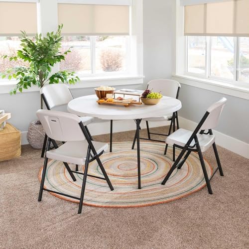 LIFETIME 80809 Round Fold in Half Table, Almond