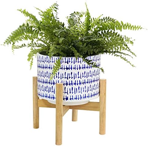 LA JOLIE MUSE Ceramic Planter with Wood Stand