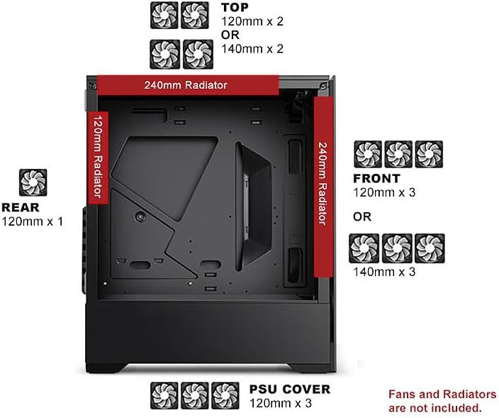 Bgears b-Voguish Gaming PC Case with Tempered Glass panels, USB3.0, Support E-ATX, ATX, mATX, ITX. (Fans are sold separately)